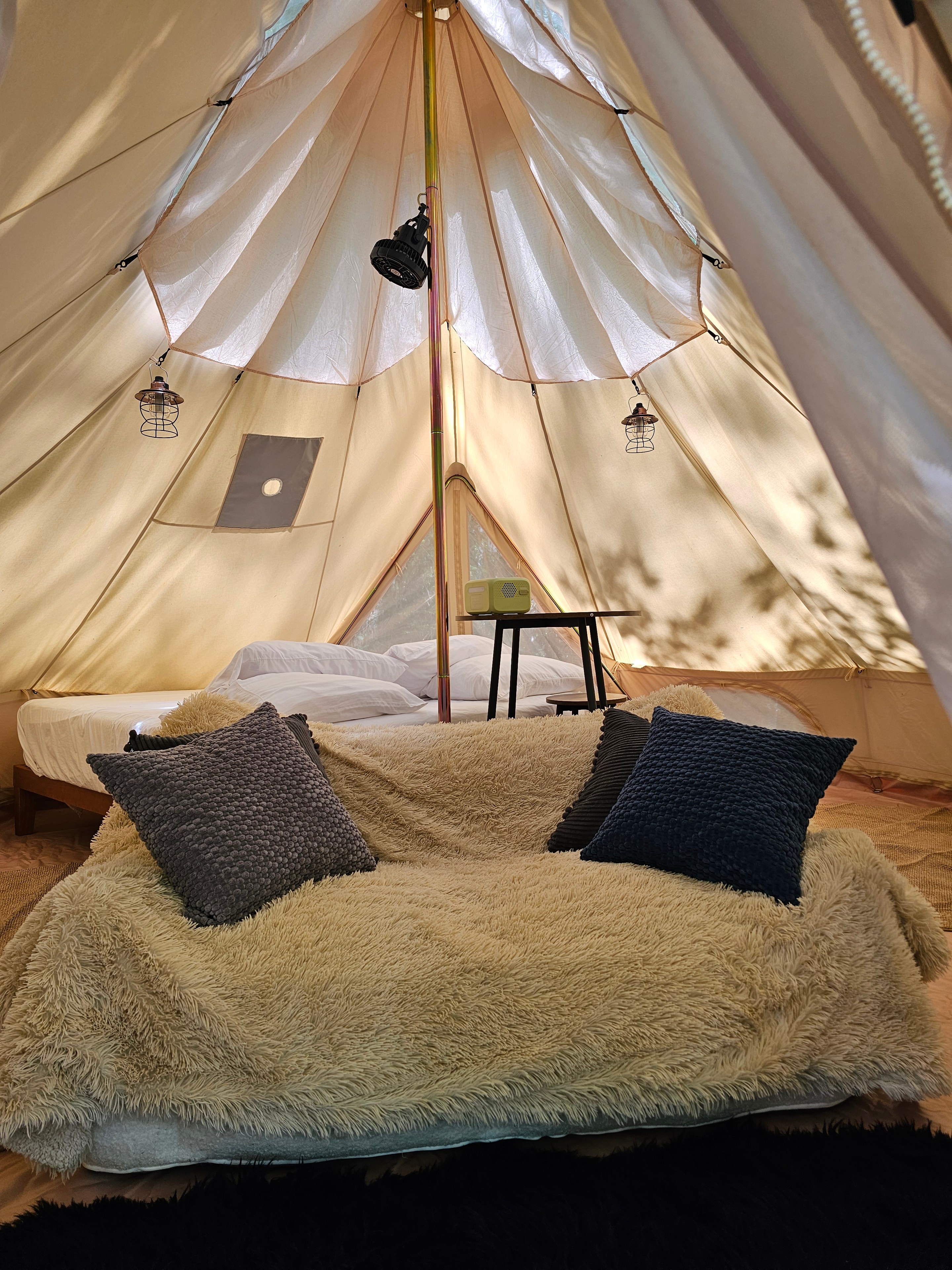 Inside The Prospect glamping tent